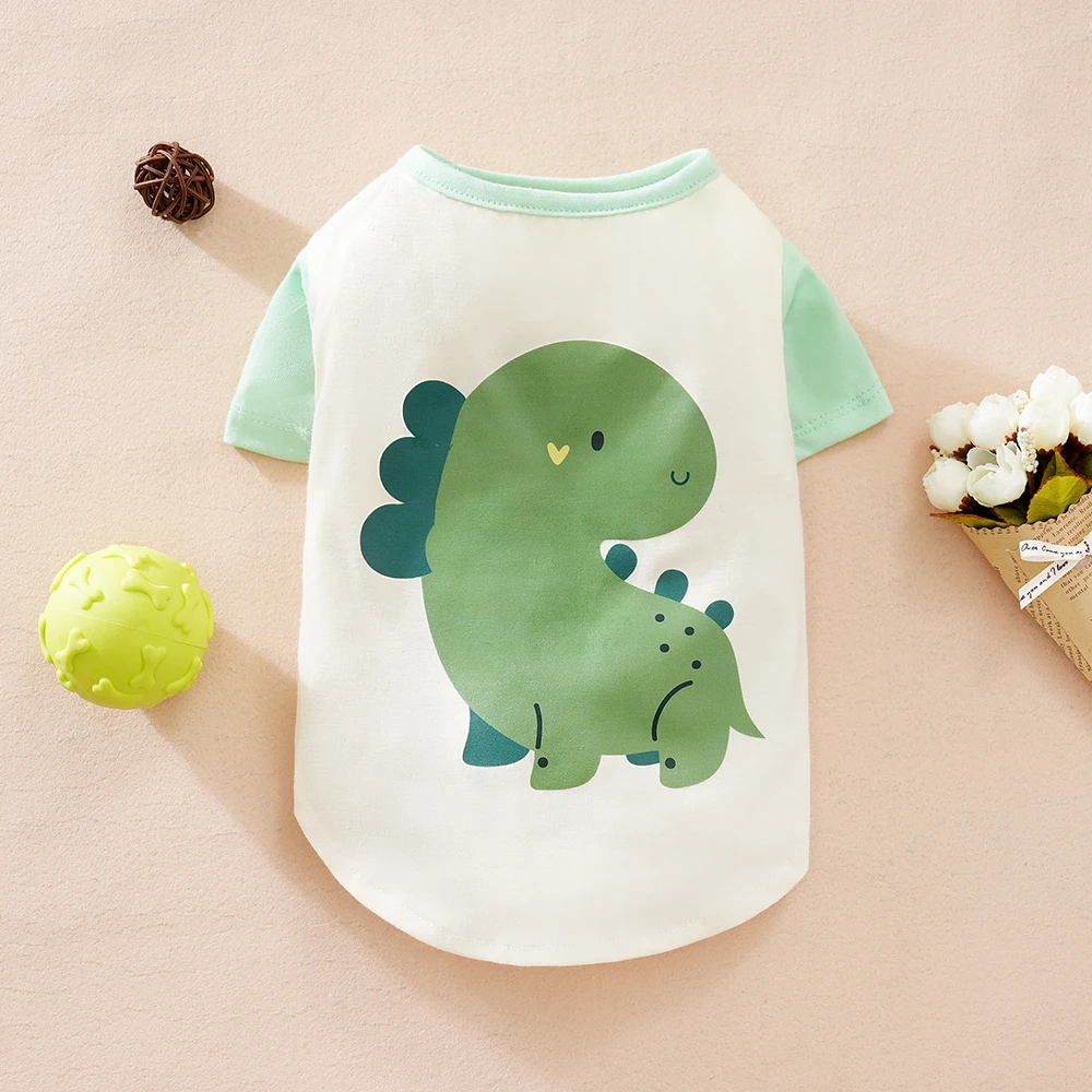 Puppy Funny Dinosaur Clothes New Cute Soft Outdoor Schnauzer Bulldog Outfit T-Shirts Novelty Elasticity Small Breeds dog Pajamas