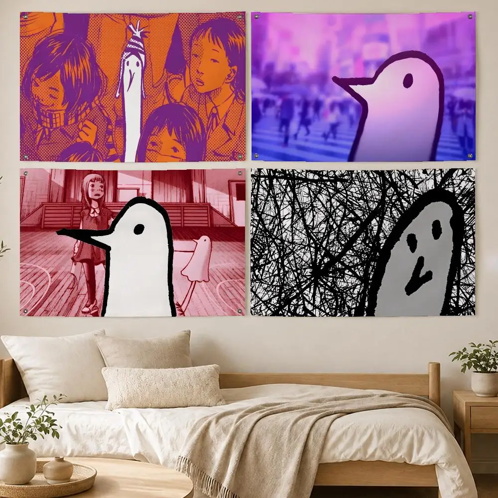 Dark Manga Goodnight Punpun Flags Room Bedroom Home Outdoor Wall Hanging Concert Printed Background Decoration Art Banne