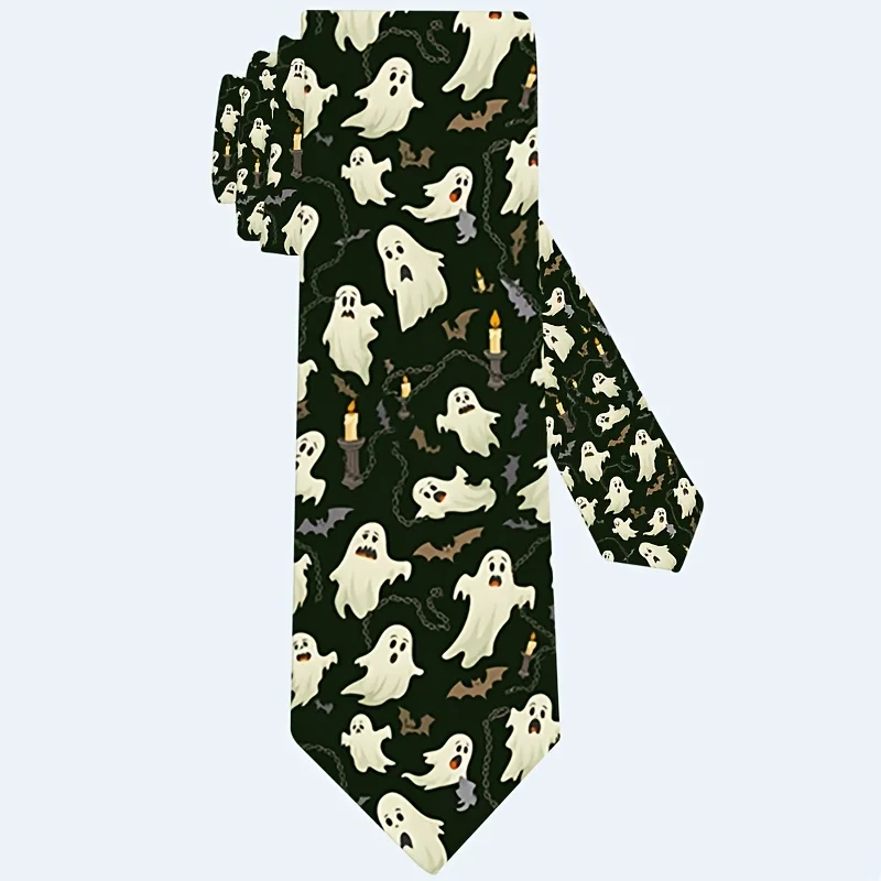 1pc, Halloween Pattern Printed Tie, Soft And Stylish Accessory for Weddings, Dates, Parties, Casual Wear, Easy to Clean