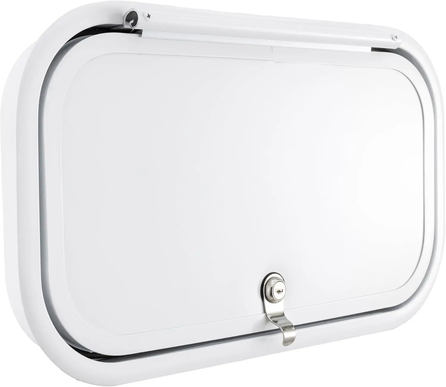 

White RV Baggage Compartment Door, 20"W x 11"H Fiberglass Access Door with Rounded Corners, Weather-Tight Seal