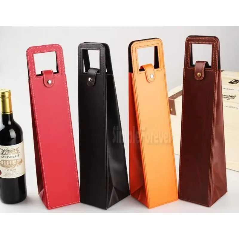 100pcs/lot Fast Shipping Wine Bags of Wine Packaging Gift Boxes Red Wine Only Leather Bag Customize