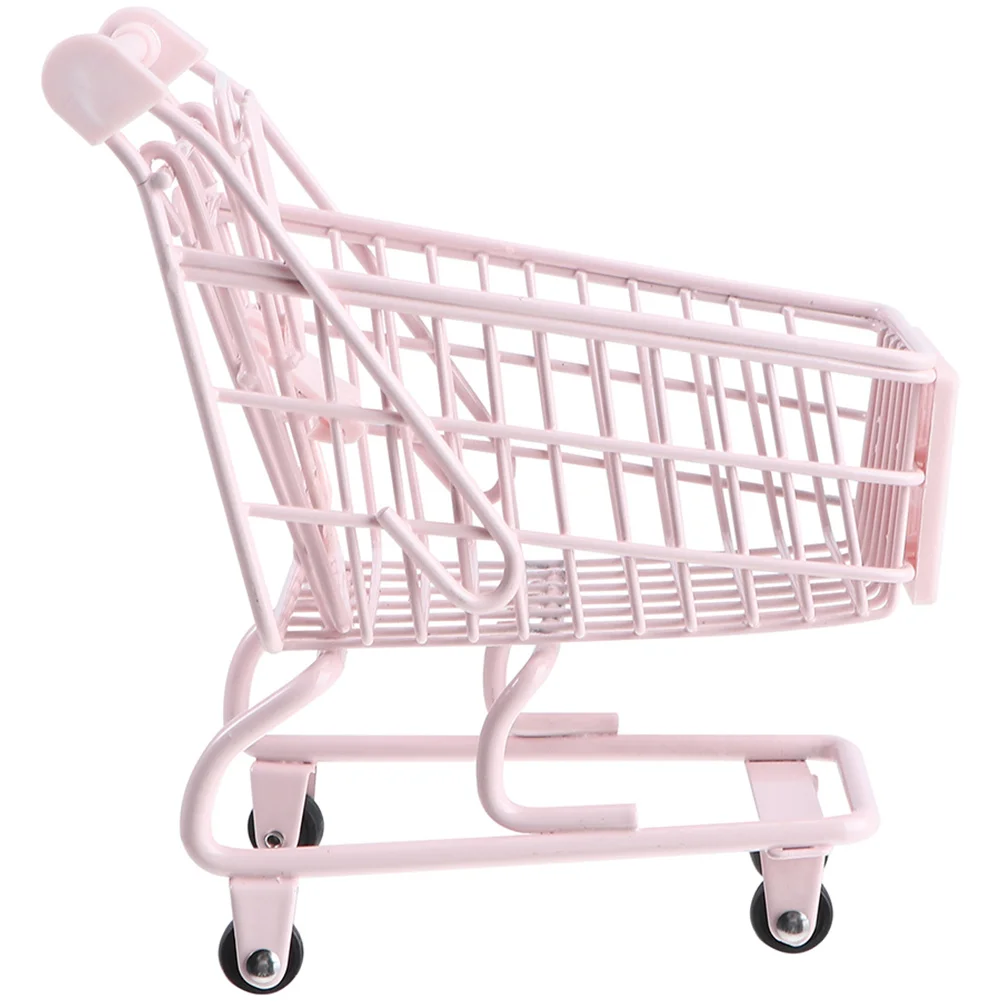 Small Shopping Cute Desk Miniature For Office Home Decor Kids Pretend Play Grocery Organizing Small Shopping Trolley Accessory