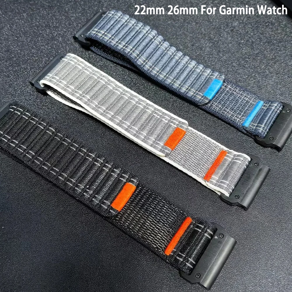 Woven Nylon 26 22mm Watch Band For Garmin Fenix 8 Pro 47 51mm 7 7X 6 6X 5 5X Plus/Enduro 3/Epix Pro Gen2 QuickFit Strap Bracelet