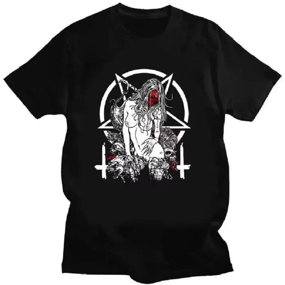 

Scary Satanic Nun Evil Demon Print T-shirt for Men Summer 100% cotton Fun Creative Novelty Fashion casual Breathable short sleev