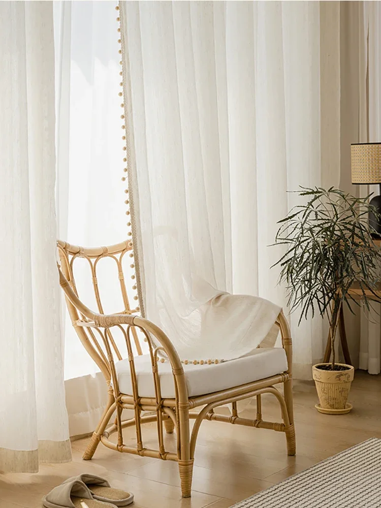 

Gauze Curtains for Living Room, Light-Transmitting, Sun Protection, Transparent Curtain, Luxury Decoration, Bedroom Curtains, IG