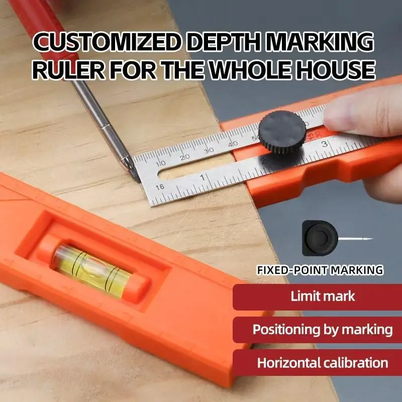 Woodworking Lock Hole Installation Locator: Ruler Multi Angle Foldable Marking Gauge Depth