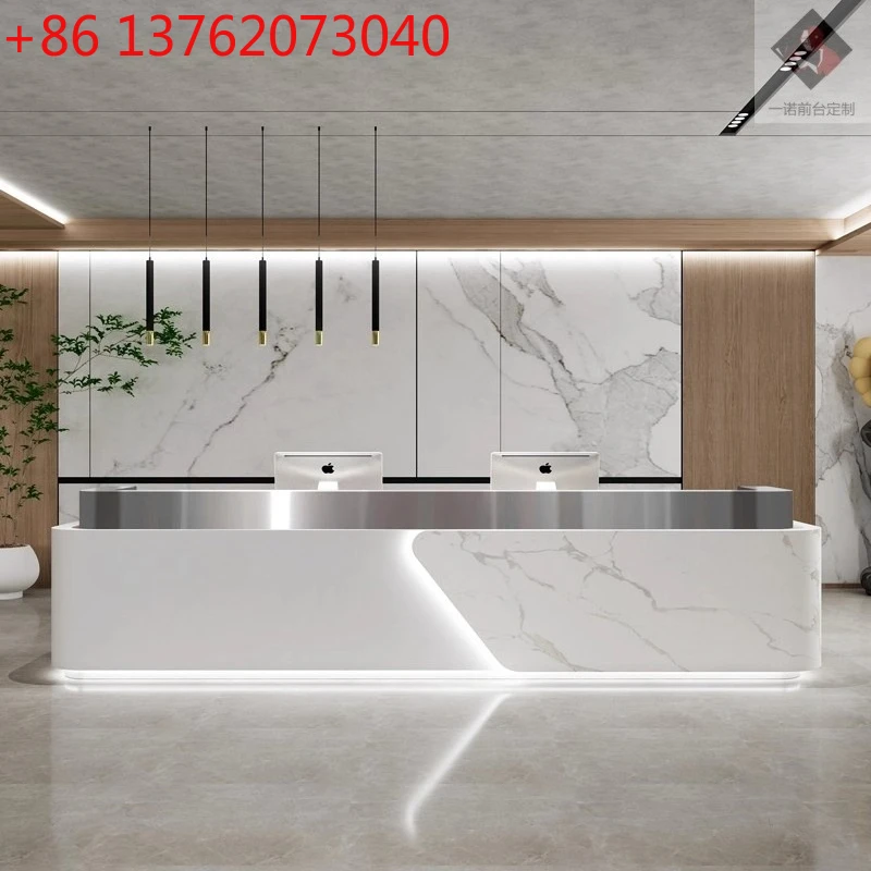 Modern Luxury Sintered Stone Reception Desk Nordic High-end Hotel Enterprise Consultation Bar Counter Office Hall Furniture