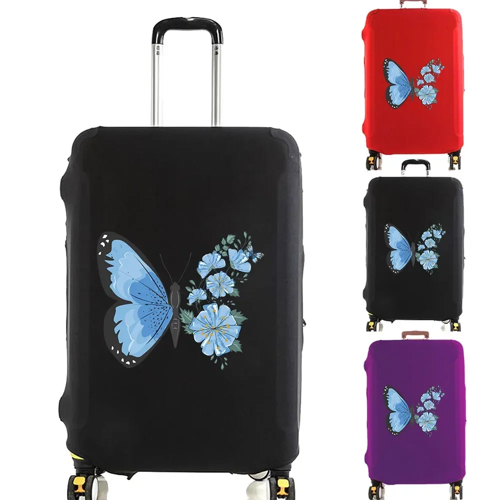 Luggage Cover Suitcase Protector Thicken Elasticity Blue Pattern Dust Covered In 18-32 Inch Trolley Case Anti-Scratch