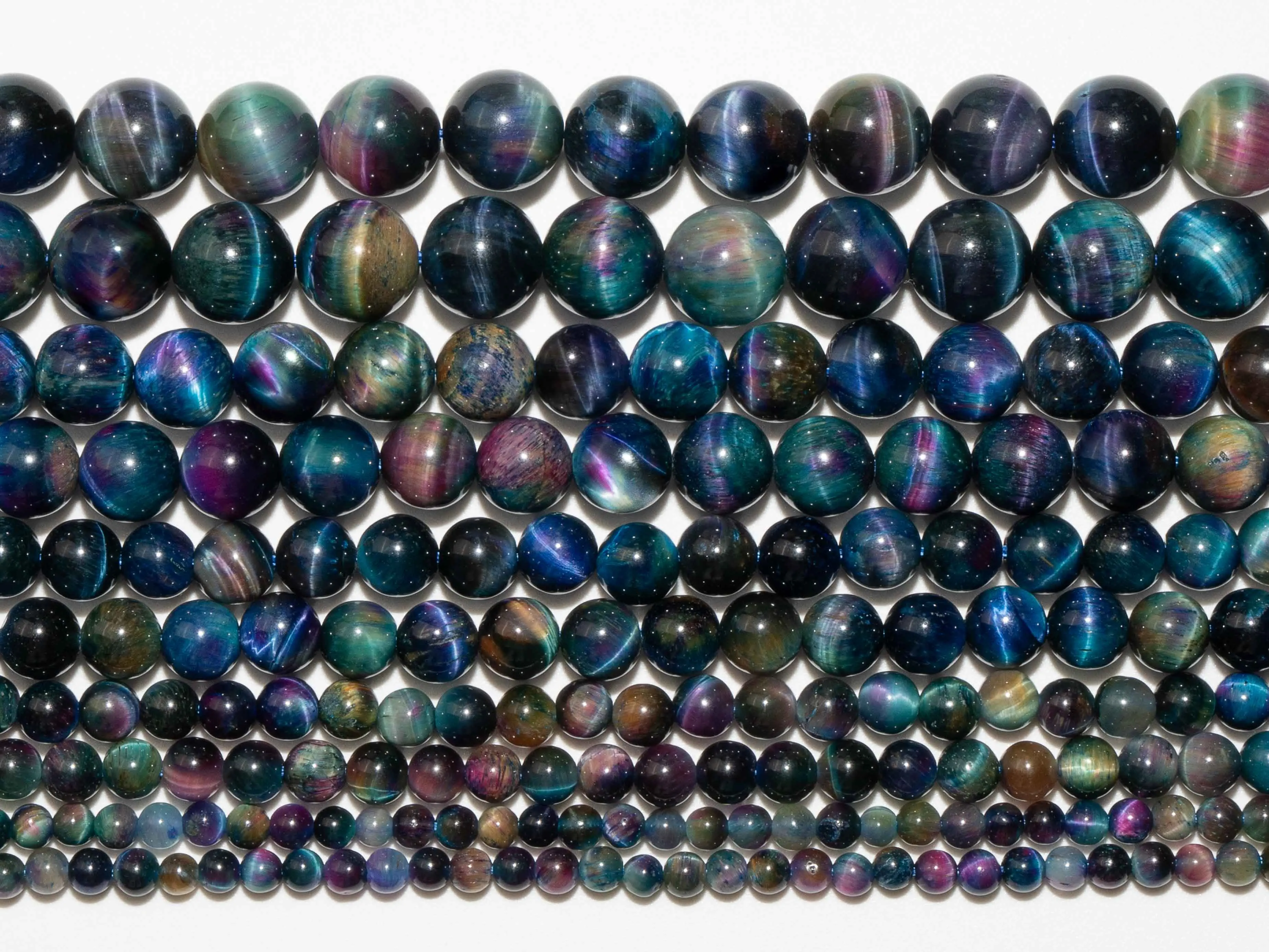 Natural Stone  Cat Eye Aurora Tiger Eye Beads Gemstone Loose Beads Round Shape Size Options 6/8/10/12mm for Jewelry Making