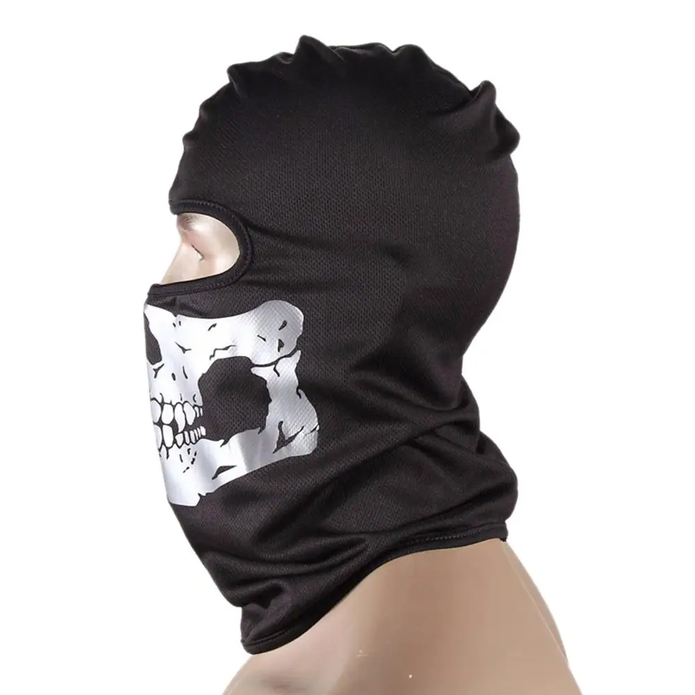 Pasamontañas con estampado de calavera para motocicleta, máscara facial completa, a prueba de viento, calentador de cuello y cabeza, capucha de ciclismo, forro de casco para hombres