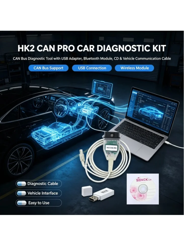 Kabel programujący VAG CAN PRO V5.5.1 OBD2 z chipem FTDI FT245RL, interfejs diagnostyczny VCP do samochodów marek VW, AUDI, SEAT, SKODA, obsługujący CAN BUS, UDS i K-line. — 2