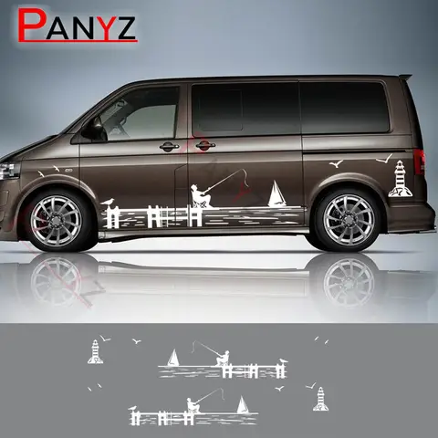 Car Stickers For Volkswagen VW Transporter Bus T4 T5 T6 Caravelle Multivan Lighthouse Fishing Graphics Vinyl Decals Accessories 8 best sales vw multivan accessories - №7