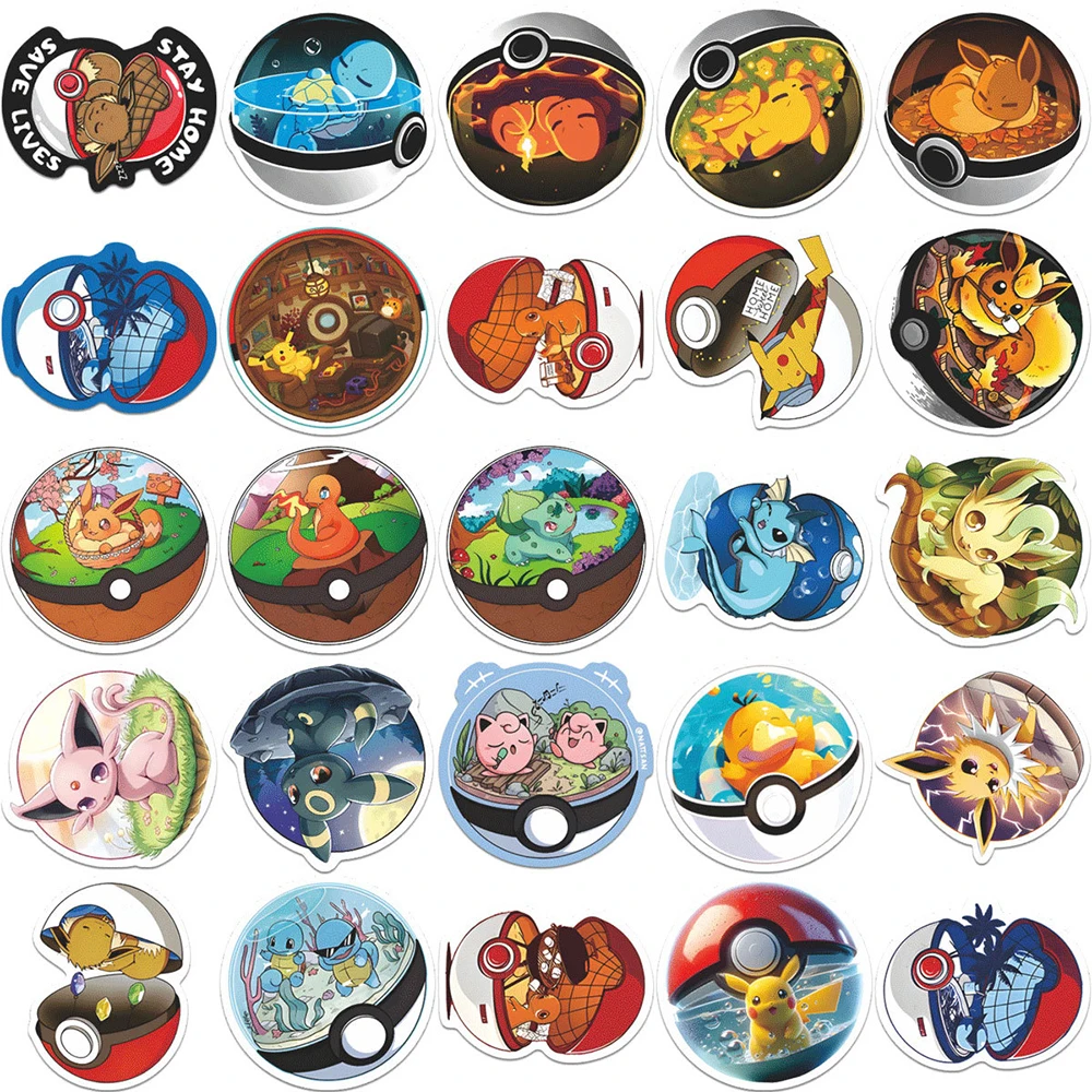 10/30/71pcs Pokemon Ball Stickers Cute Cartoon Decals Toy DIY Skateboard Phone Bike Car Kawaii Pikachu Sticker Gifts view 6