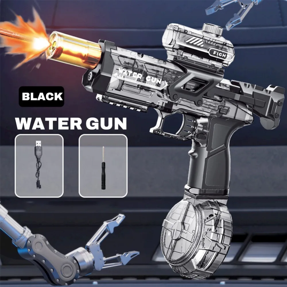 Pistola de agua eléctrica con explosión de hielo, juguetes con luz de Flash, tiro completamente automático, juegos de lucha para jardín, piscina, playa al aire libre, verano