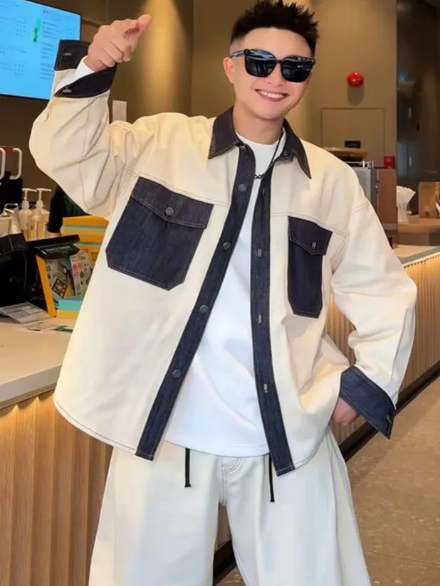 

Комплект YULE: повседневная джинсовая хлопковая куртка с отложным воротником и брюки для подростков, осенний, с длинным рукавом, полный размерный ряд, в тон