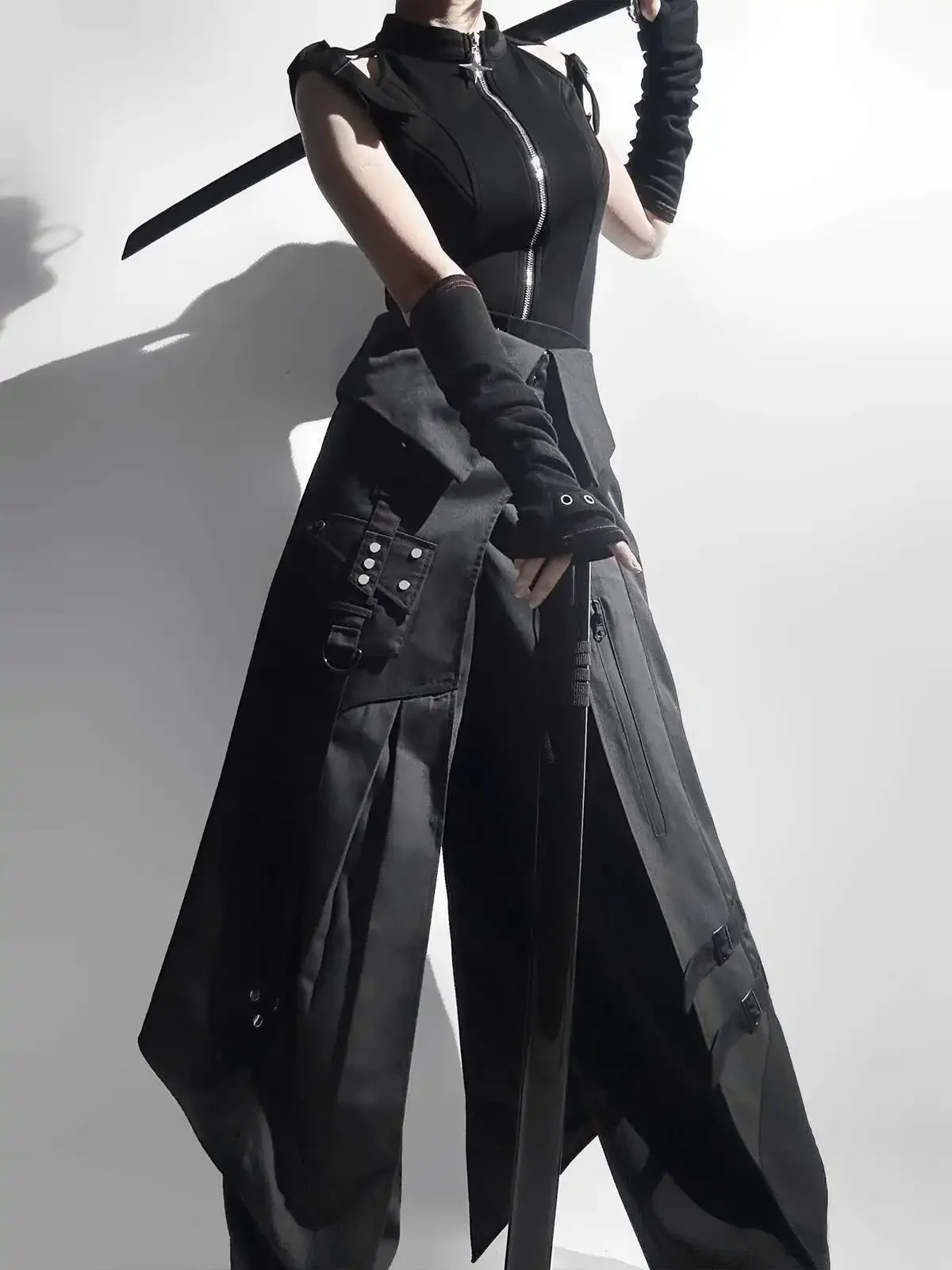

2025 Lolita Suit Daily Gothic Style Dark Handsome Tops Apron Pants Black Hanfu Cos Cosplay Halloween