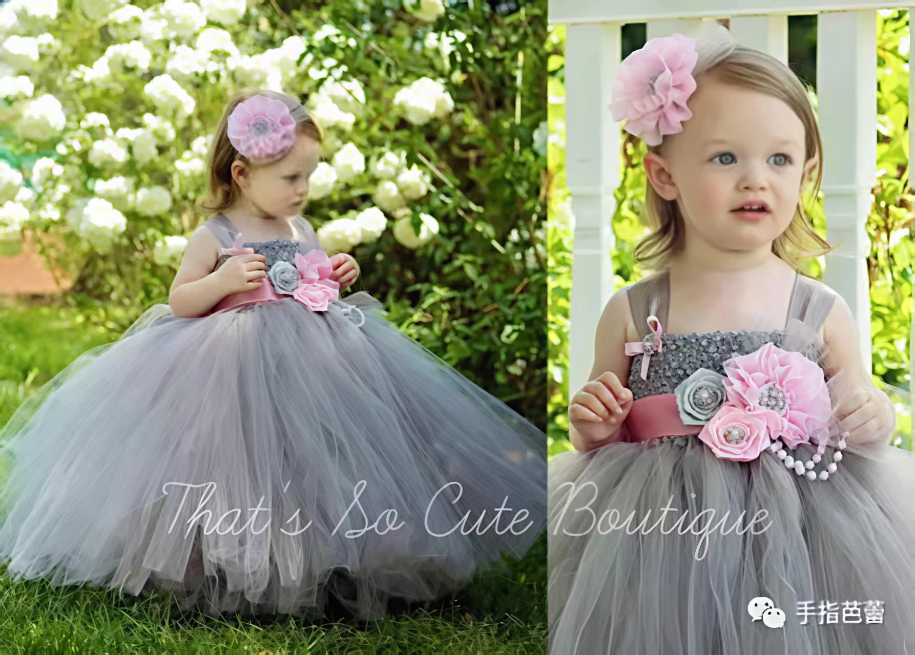 Baby Gray Pink Vintage Flower Tutu Dress Kids Tulle Dress Ball Gown with Lace Shoulder Children Christmas Party Costume Dresses