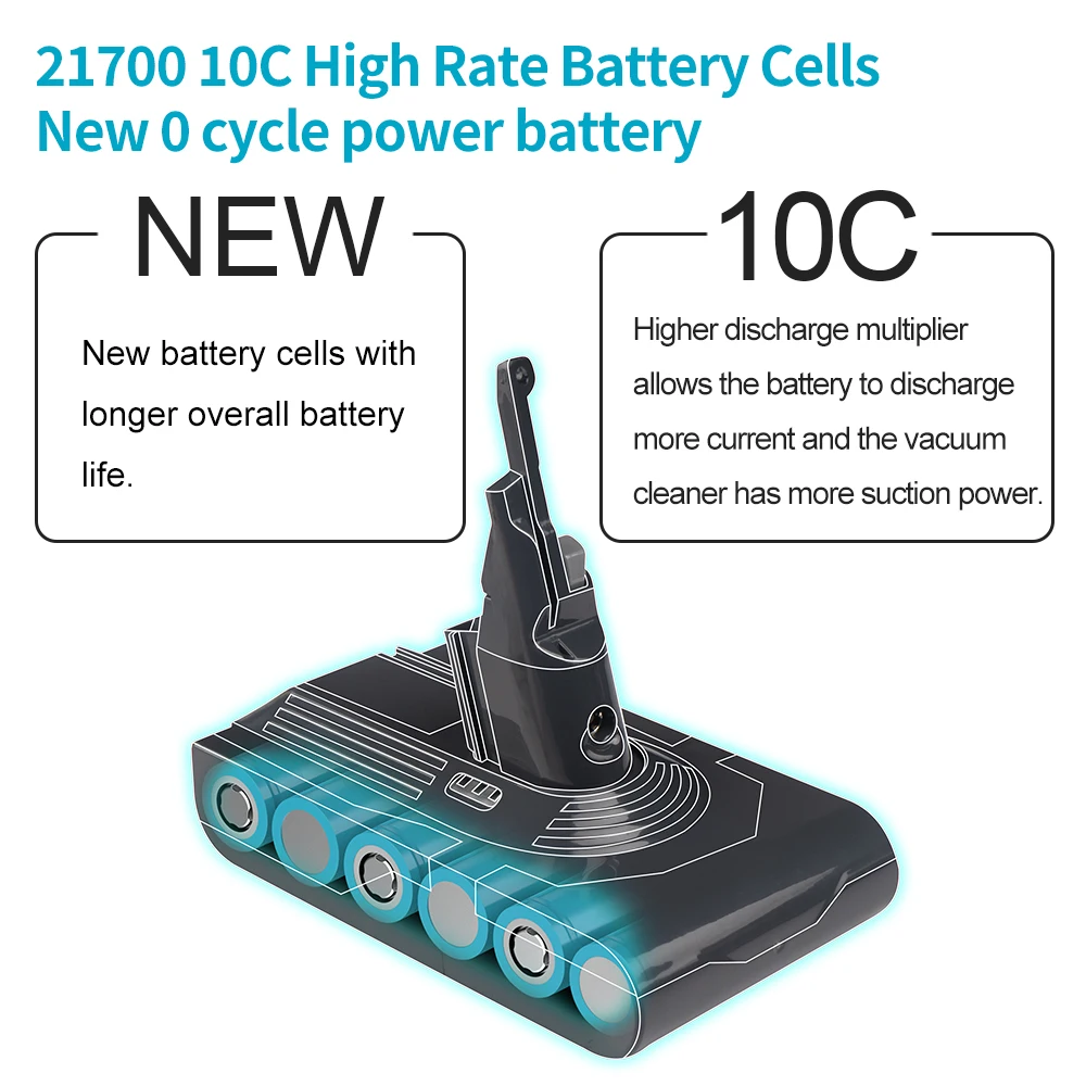 ويتلي 21.6 فولت 4.5Ah V 8 ليثيوم أيون استبدال بطارية ليثيوم لبطاريات دايسون V8 4500 مللي أمبير في الساعة مكنسة كهربائية/بطاريات سوني