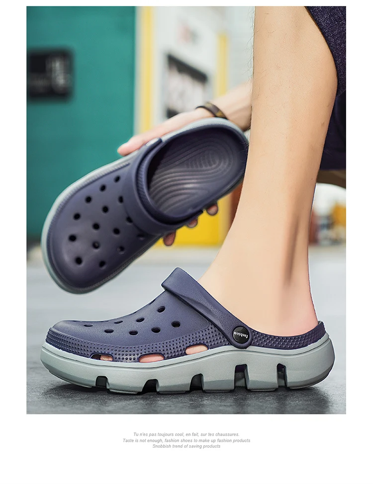 Men EVA Clogs Breathable Hole Sandals Lightweight Non‑Slip Soft Sole Summer Casual Slippers For Outdoor Street Beach Garden Shoe