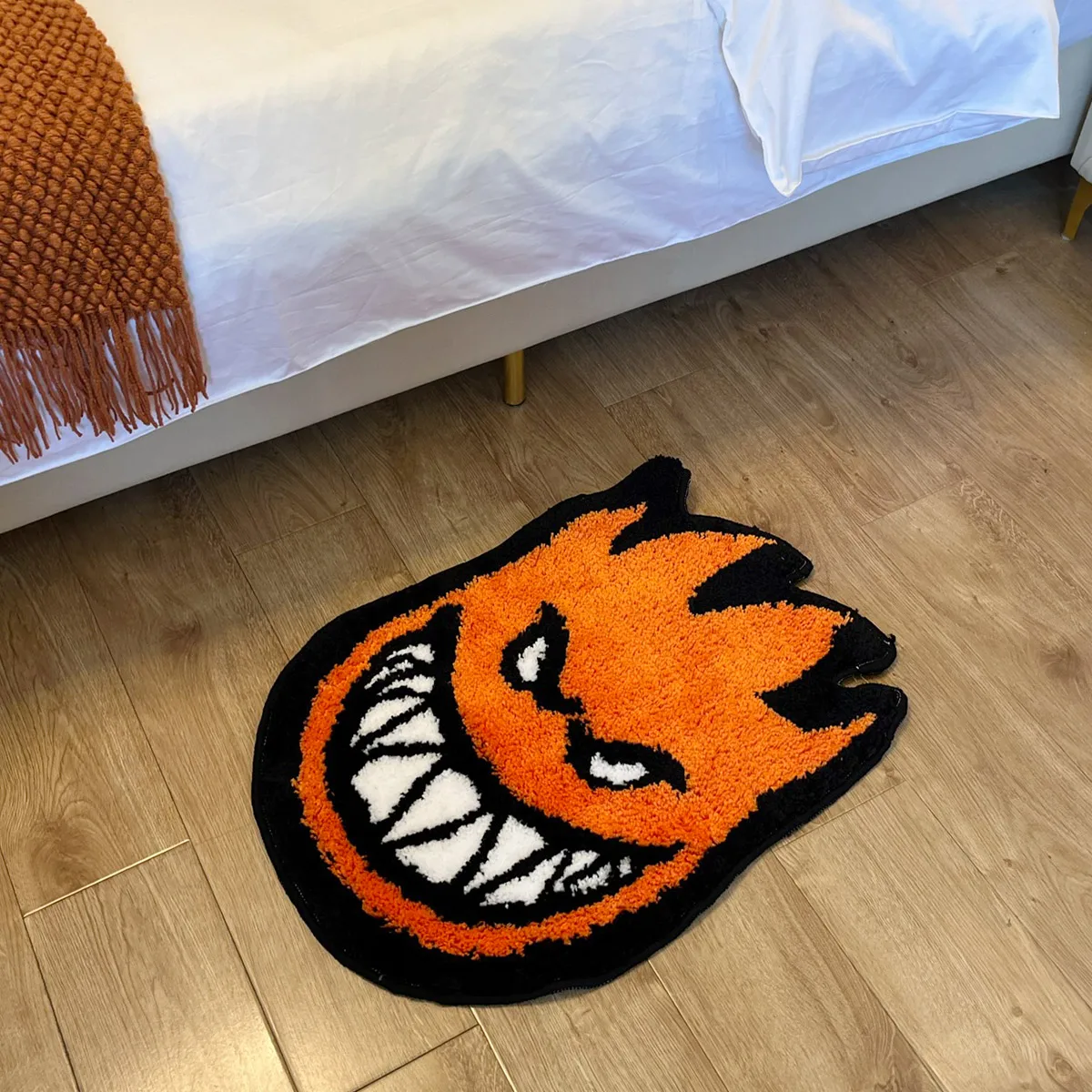 Spitfire Bighead Flame Tufted Rug, Cool Skate Monster Face Shaped Area Carpet, Soft Fluffy Anti-slip Floor Mat for Bedroom Dorm view 2