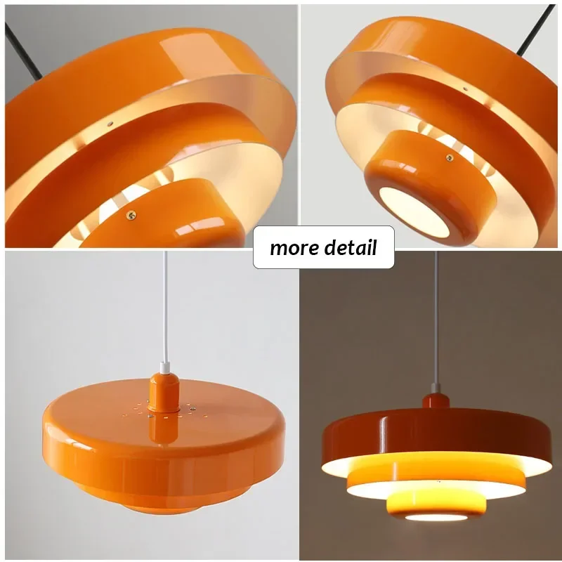 Medieval Retro Orange Pendant Lamp Dining Room Restaurant Home Decor LED Ceiling Chandelier Lighting for Cafe Bar Hanging Lights