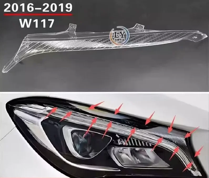 Suitable for  Benz CLA W117 16-19 models, headlight eyebrow panel, CLA headlight transparent decorative panel