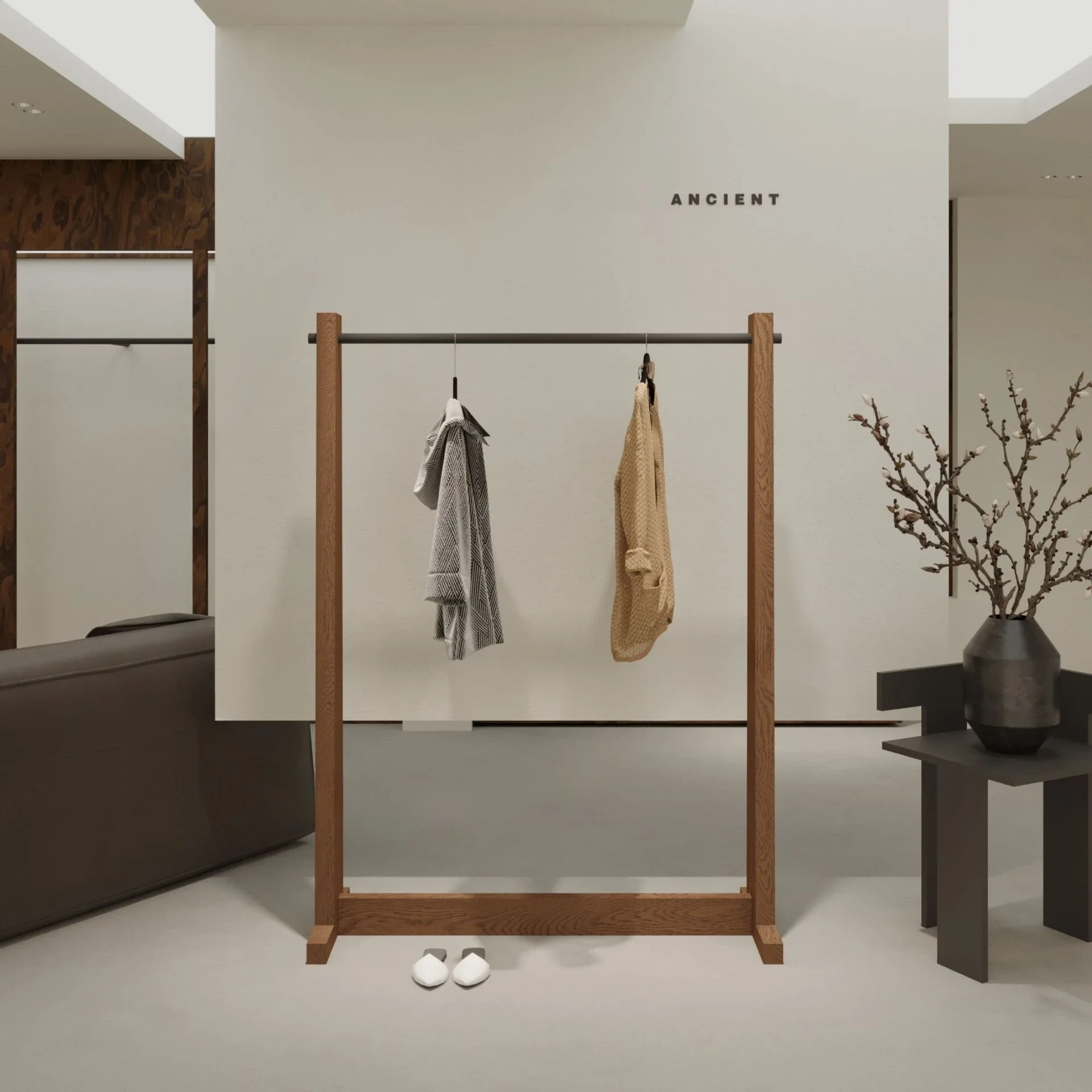 Étagère vintage, magasin de vêtements, présentoir, Nakajima, affichage