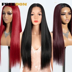 Parrucche anteriori in pizzo sintetico FREEDOM per le donne parrucca bionda marrone Ombre parrucca diritta in pizzo 28 pollici parrucche Cosplay Fantasy resistenti al calore