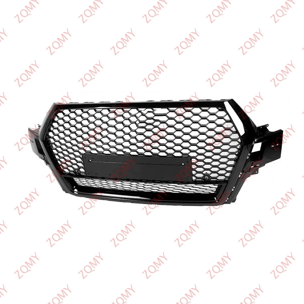 With/Logo For Audi Q7 Q7L SQ7 2016 2017 18 2019 Car Front Bumper Grille Centre Panel Styling Upper Grill (Modify For RSQ7 style)