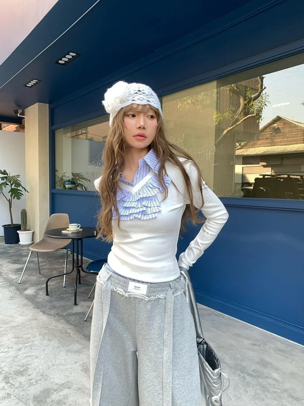 

Женский топ NUMIND с длинным рукавом, в полоску, с лоскутным шитьем, из марлевки, весенний, хлопковый, вязаный, повседневный, модный