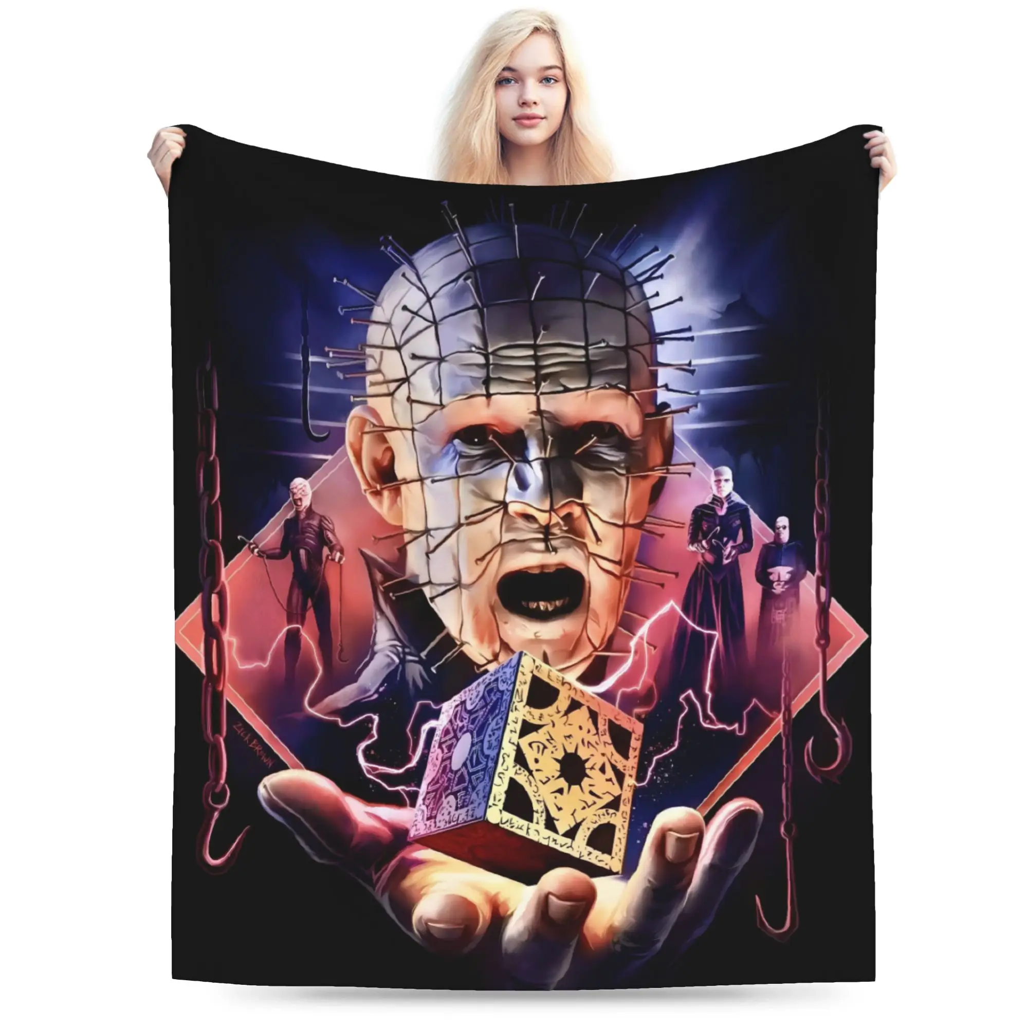 Hellraiser Pinhead Lament Warm Soft Blanket  Child Plush Throw Blanket Funny Bedroom Flannel Bedspread Sofa Bed Cover