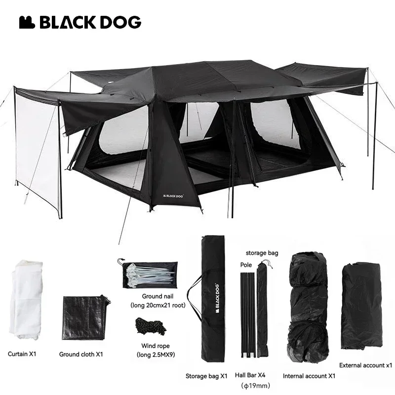 Naturehike BLACKDOG Cabin Tent Camping Automatic Tent for 5-8 Person Family Travel W/ Projection Screen Double Layer Waterproof