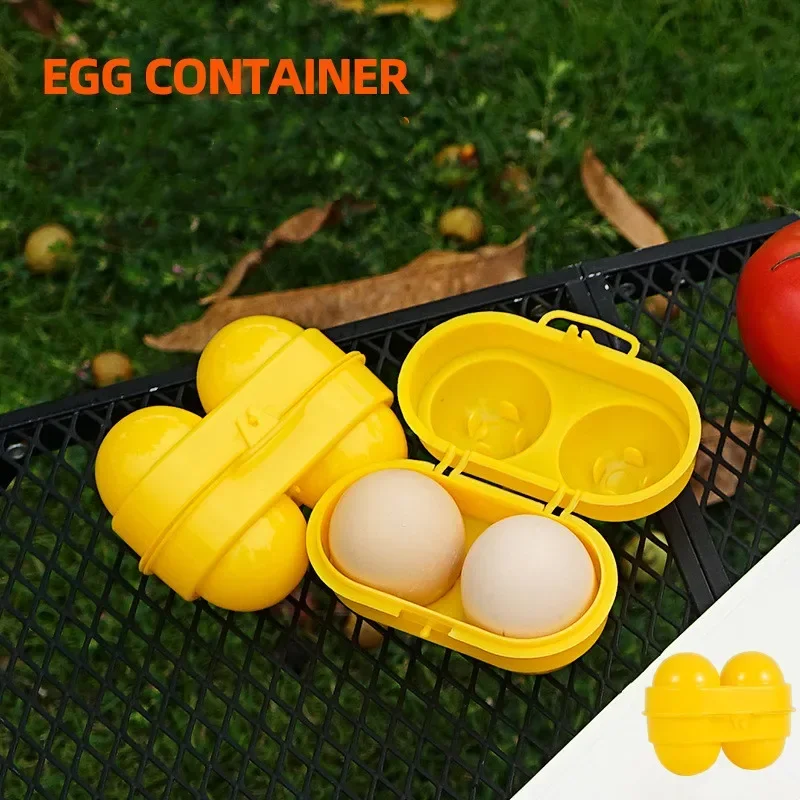 2 Grid Egg Storage Box Portable Handheld Outdoor Camping Picnic Egg Box Kitchen Refrigerator Egg Holder Container Organizer Case