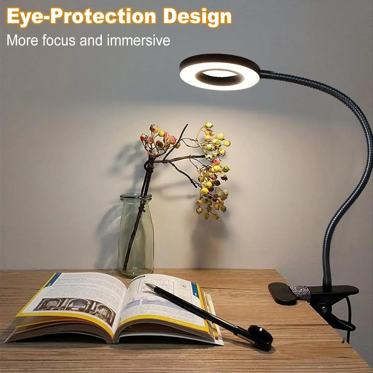 Magnifying Glass with LED Light, 5X Magnifier Lamp, Flexible Swing Arm Soldering Work Light, Repair Lamp for Electronics, Crafts