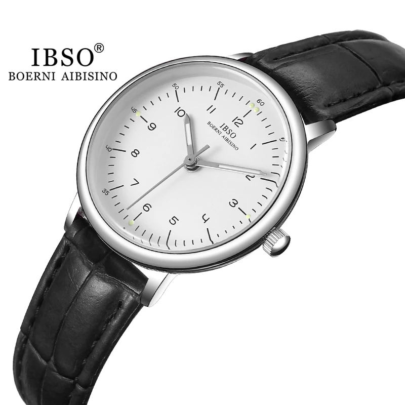 IBSO 2022 New Couple Watches For Lover Simple Dial Nurse Watch Luminous WaterProof FreeShipping Genuine Leather Strap Women Gift