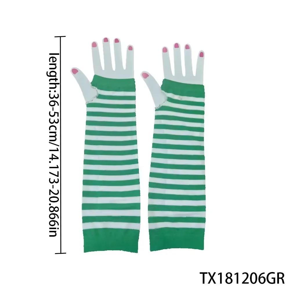 PESENAR Guanti senza dita a righe verdi e bianche per il giorno di San Patrizio - Accessorio novità per il festival irlandese
