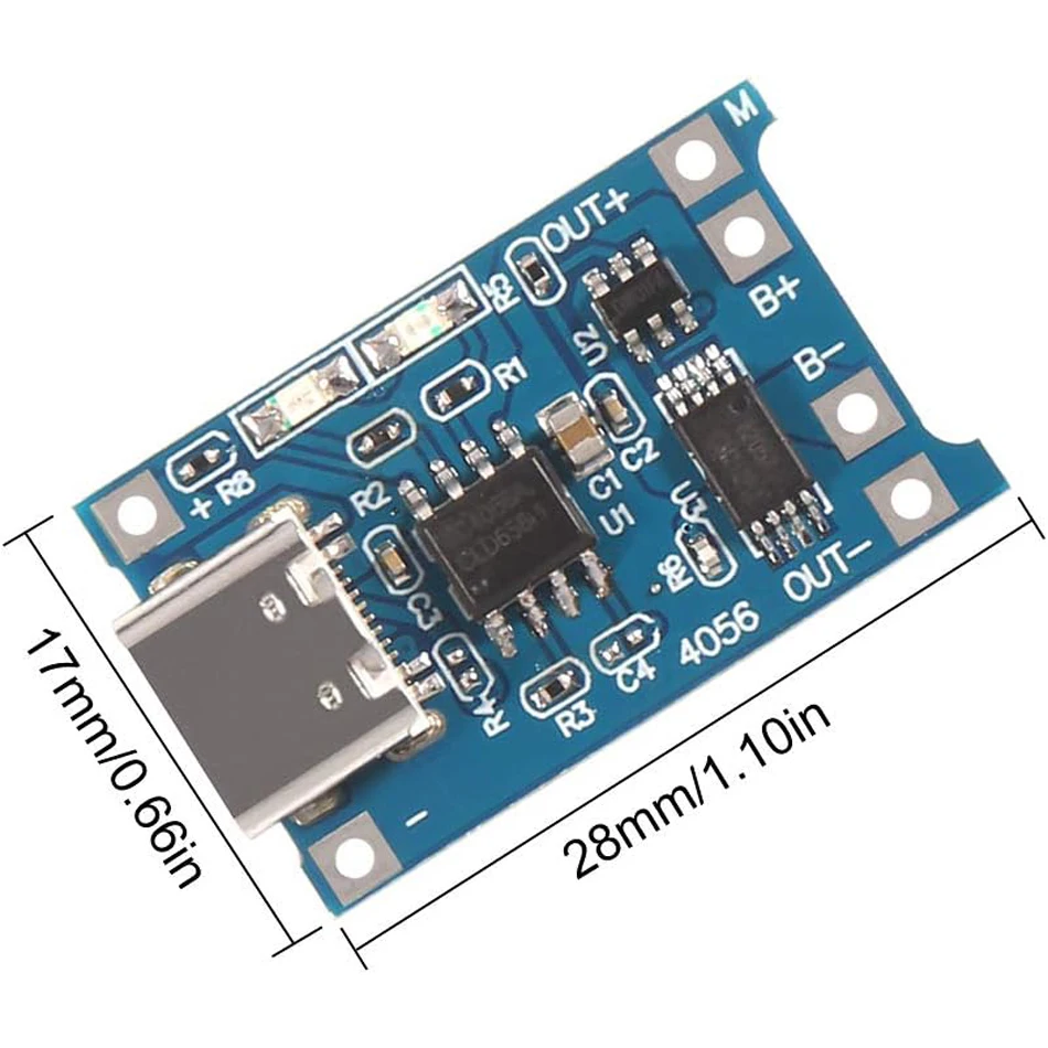 5PCS Type-c/Micro USB 5V 1A 18650 TP4056 Lithium Battery Charger Module Charging Board With Protection Dual Functions 1A Li-ion