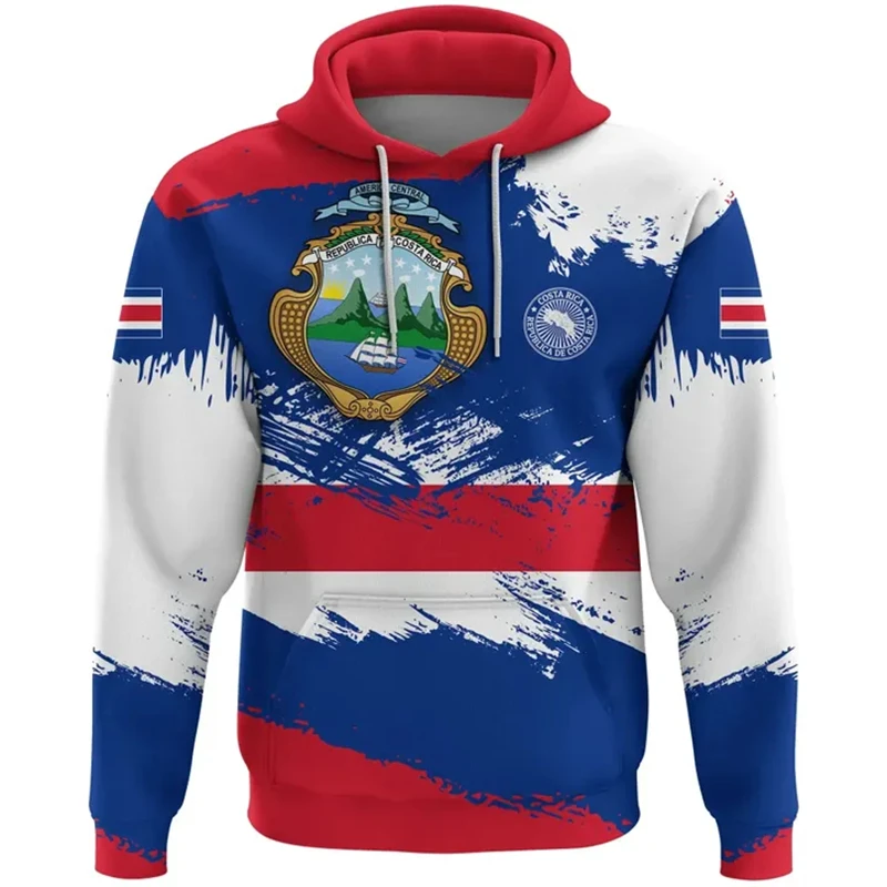 2024 New Men Women Hooded Hoodies Costa Rica National Emblem Flag 3D Printing Long Sleeve Hoodie Sweatshirts Oversized Pullovers