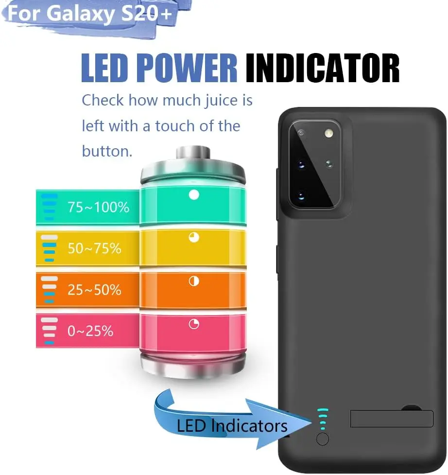 6000mAh Portable Smart Charging Cover for Samsung Galaxy S20 Plus/S20+ Power Bank Rechargeable Extended Battery Charger Case
