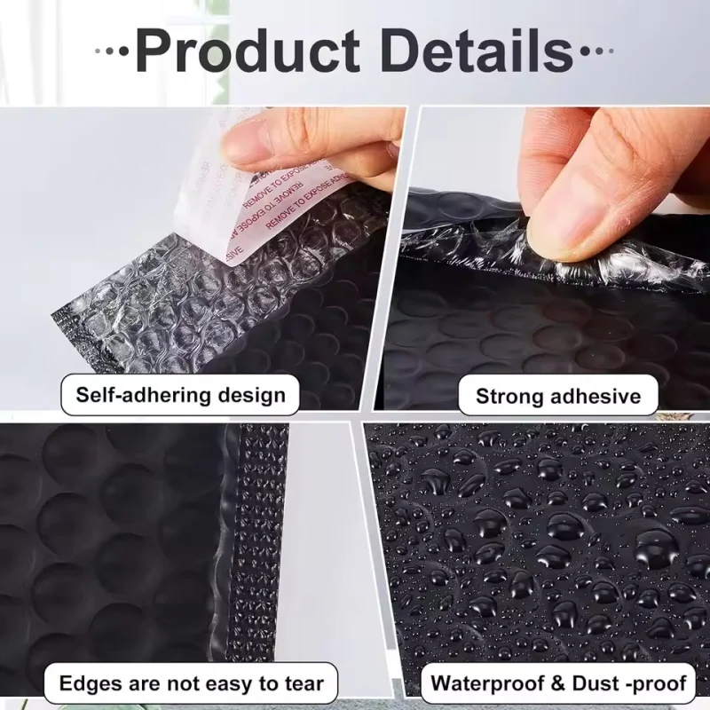 10/50/100pcs Black Co Extruded Film Waterproof Bubble Bag Thickened Bubble Bag Snack Packaging Bag Stationery Packaging Bag