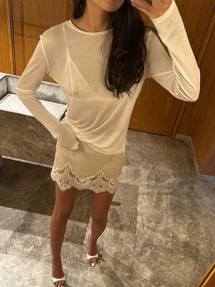 

Элегантная женская кружевная атласная мини-юбка с высокой талией, короткие юбки трапециевидной формы, женская коллекция 202, лето-осень, женская удобная уличная одежда