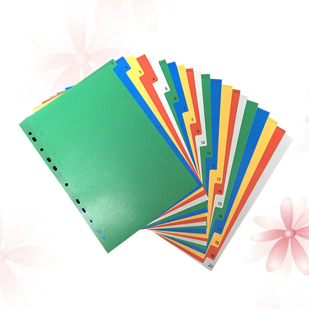 40PCS A4 Colorful Index Page Classified Lables Plastic Tab Dividers (Color Printed Number) plastic page dividers