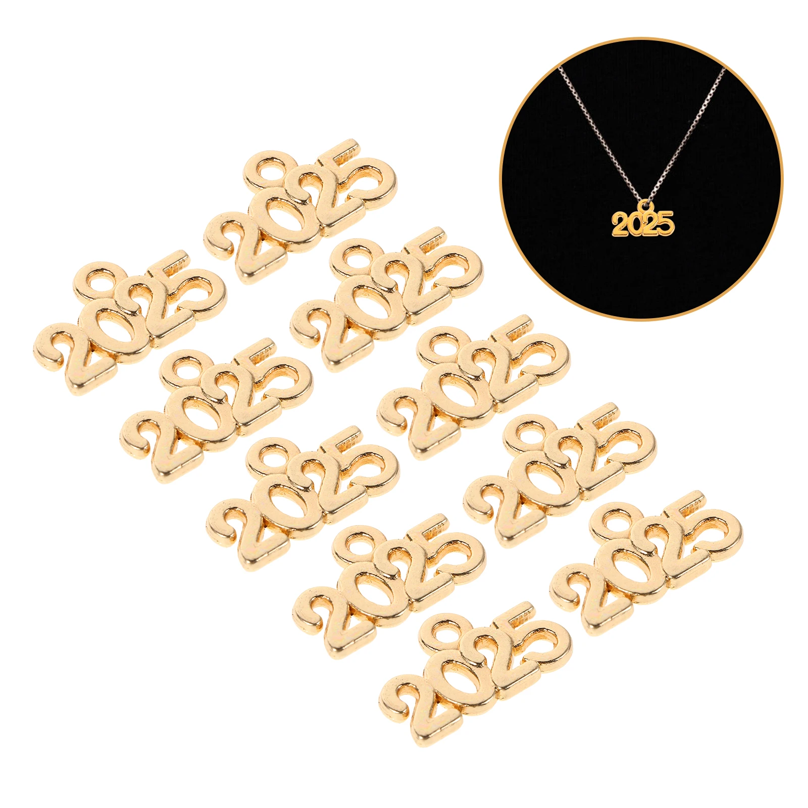 

100 Pcs Bracelet 2025 Pendant Alloy Jewelry Accessories DIY Golden Number Charms
