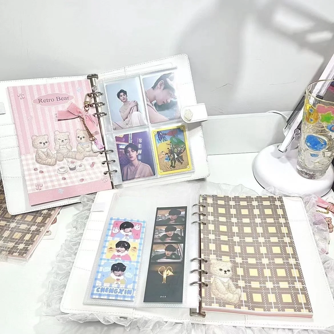 A5 Cute Girl Binder Photo Album Collect Book Kawaii Bow Loose-leaf Photocards Kpop Idol Card Storage Book School Stationery