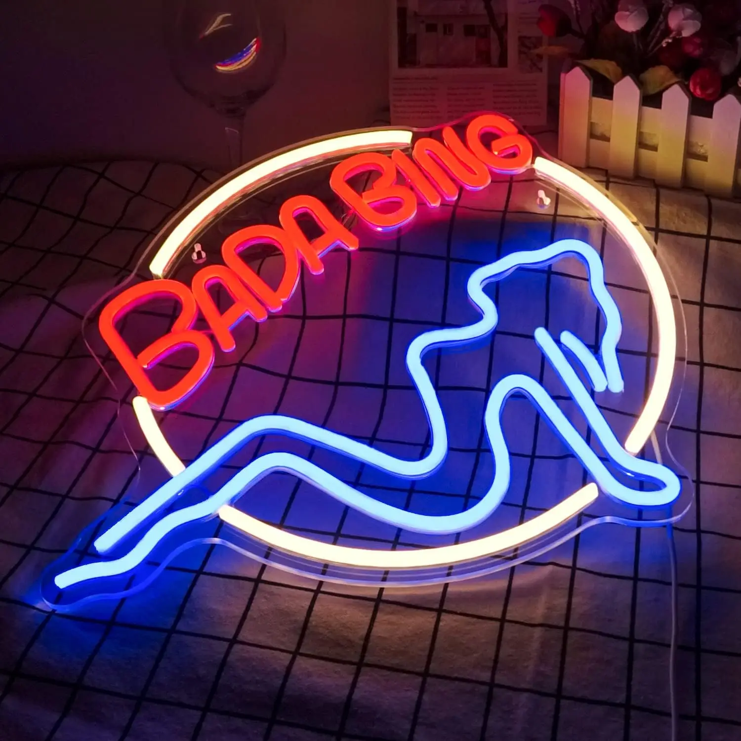 Imagem -03 - Bada Bing-sinal de Neon Led Feminino para Quarto Sinal Iluminado Decoração da Parede Bar Clube Festa