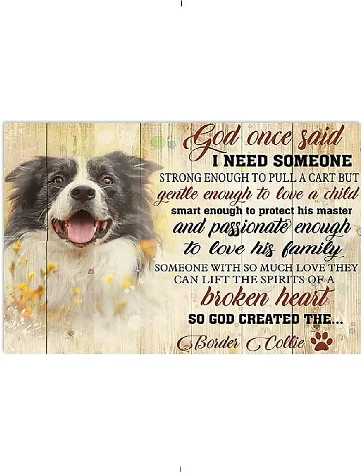 8x12 IN God Once Said Border Collie Wall Home Vintage Metal Tin Signs Decorative Home Decor Signs Gift Art Decor Sign