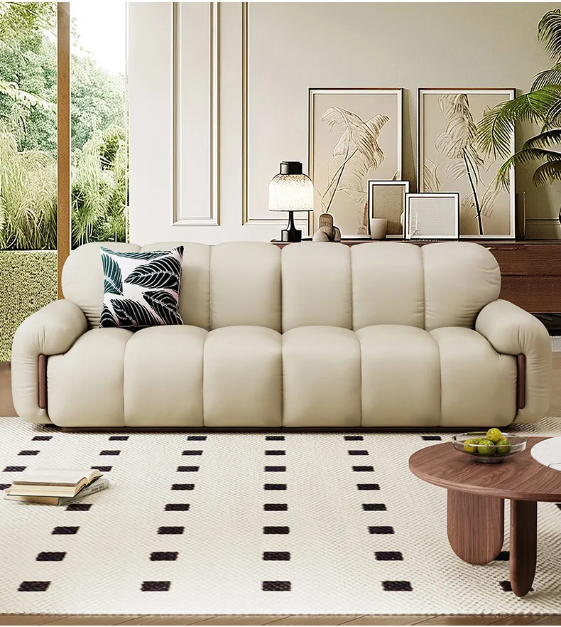 Hxl minimalist piano key genuine leather sofa - top grain cowhide