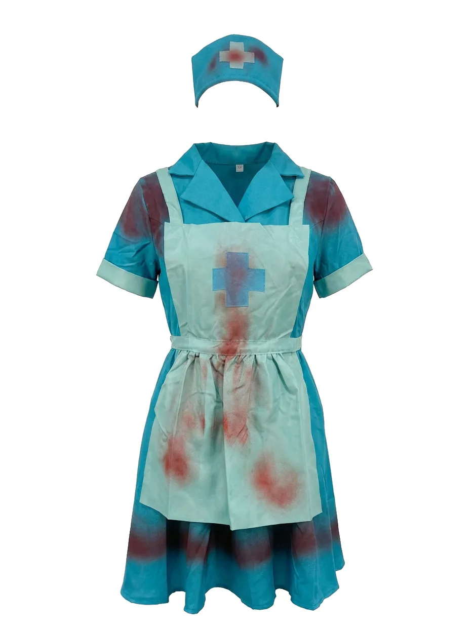 Déguisement Infirmière Zombie Déchirée avec Coiffe – photo 6