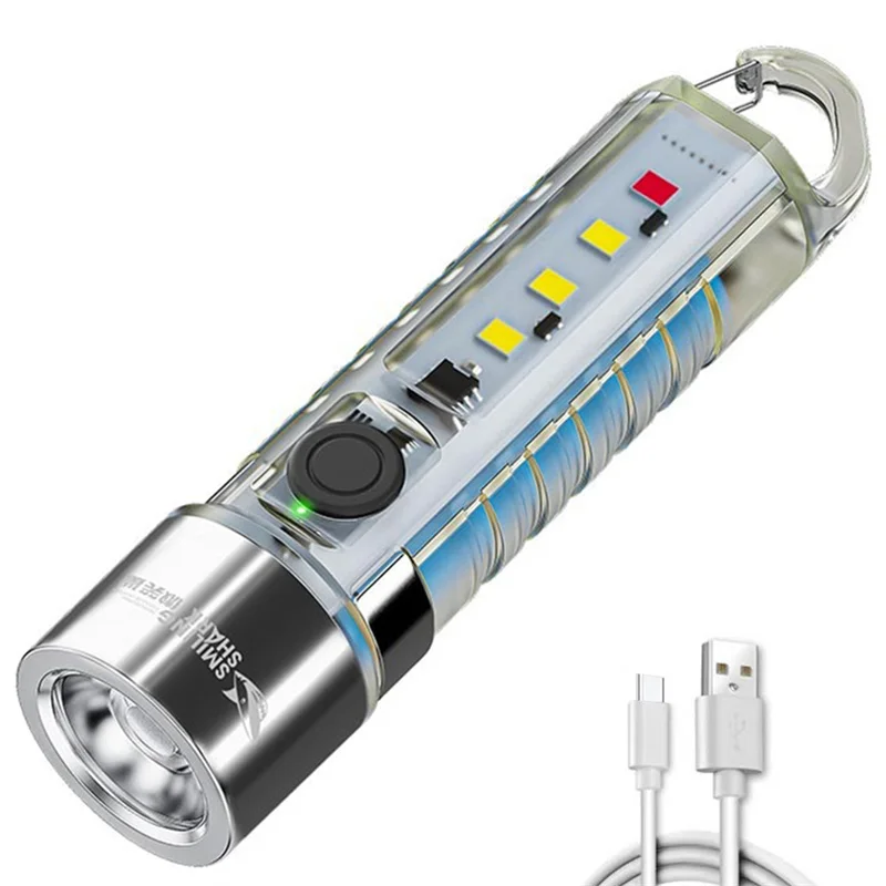 

LED SMD Mini Flashlight Rechargeable Pocket Flashlight with Clip Torch Light Luminous for Outdoor Camping Hiking Emergency