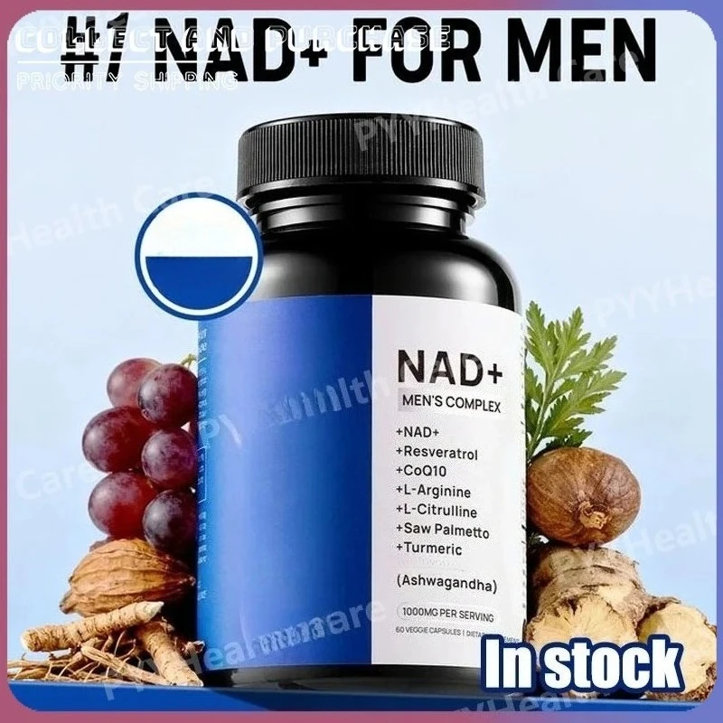Cápsulas de Suplementos de NAD+ para Hombres con Resveratrol, CoQ10 y Zinc, Apoyo Antioxidante de Energía Celular